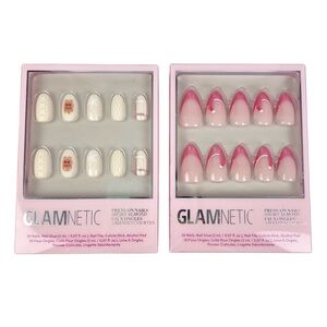 Glamnetic Press On Nails Christmas Lot Mrs. Claus‎ Gingerbread Knit Short Almond